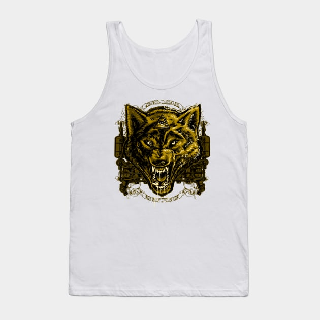 Wolf head eye of the Illuminatis Tank Top by Shadowbyte91